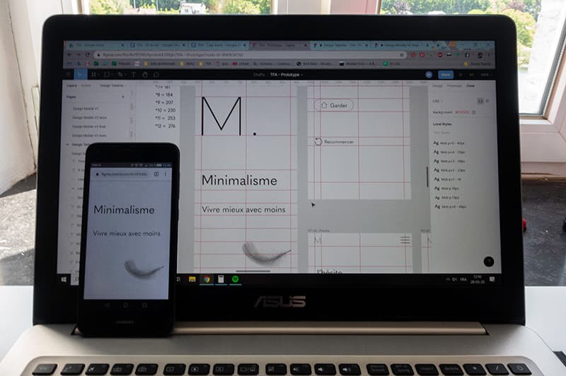 Design de la page d'accueil sur Figma avec un aperçu directement sur smartphone