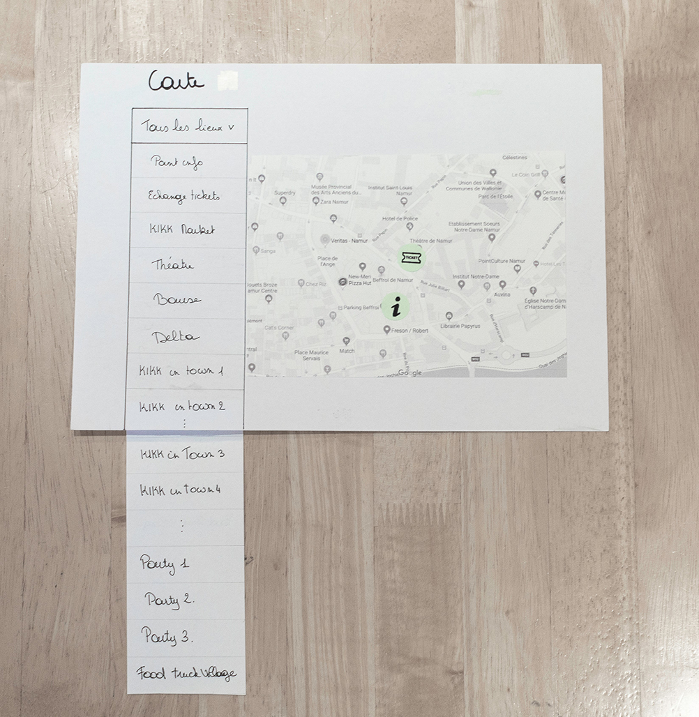 Prototype papier accueil de la page carte